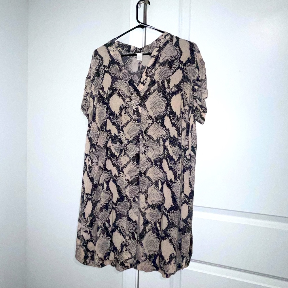 Snake print shirt dress